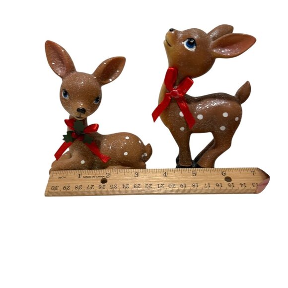 Ceramic Reindeer Figurine Set of 3 Christmas Holiday Decor Deer Figurine Retro - Picture 10 of 10
